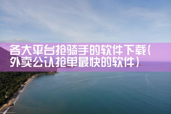 各大平台抢骑手的软件下载