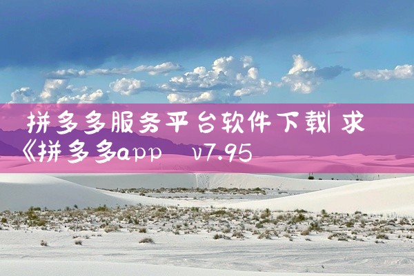 拼多多服务平台软件下载