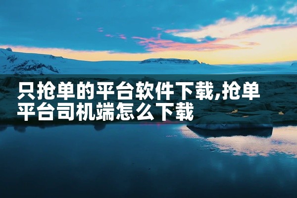 只抢单的平台软件下载
